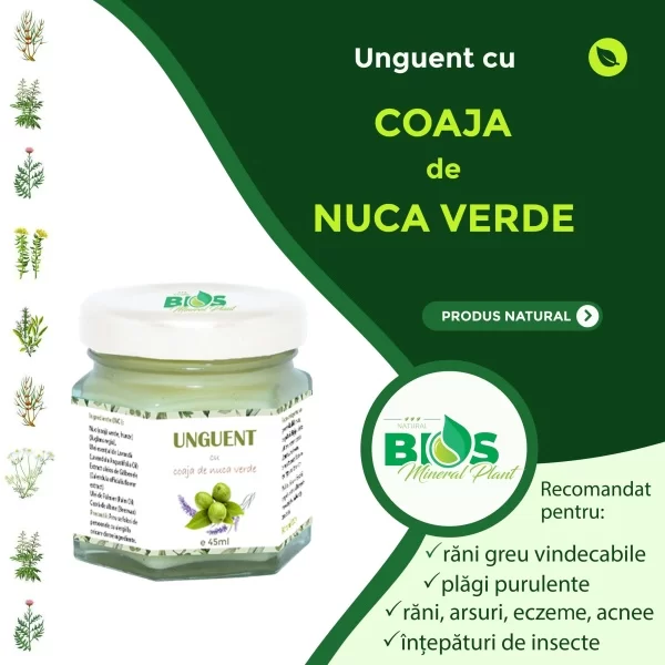 Unguent cu coaja de nuca verde, 100% natural, 45ml, BIOS Mineral Plant [2]