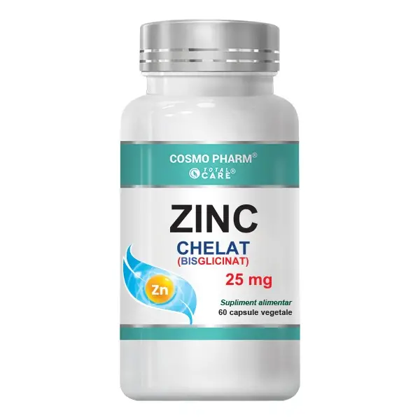 Sănătate oculară - Zinc Chelat (bisglicinat) 25mg, 60 capsule, Cosmopharm