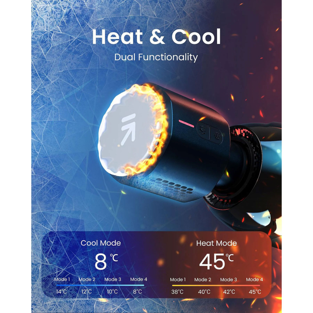 Aparat de masaj Gun Renpho Thermacool Power+, Incalzire si racire, 6 capete, 5 viteze, Control din telefon Bluetooth [2]