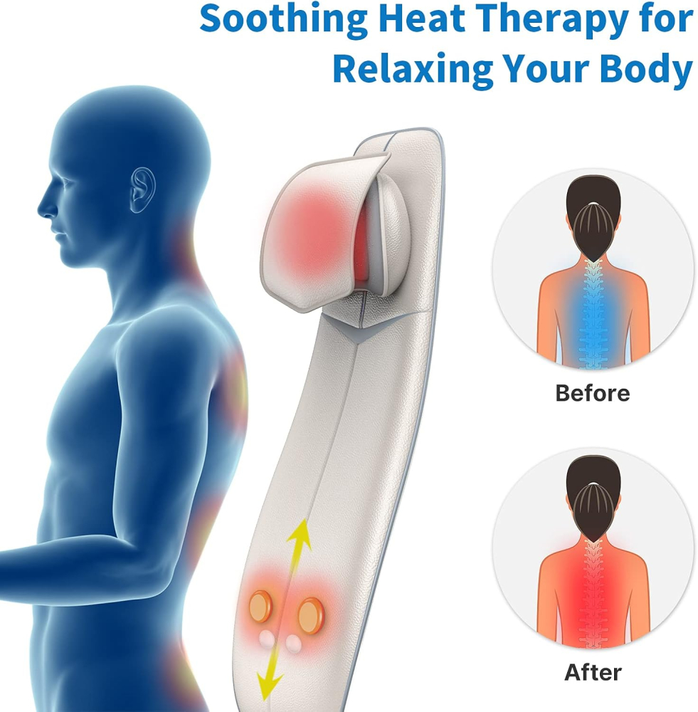 Aparat de masaj spatetip husa scaun, Renpho BM076, incalzire, reglare inaltime, pentru spate, umeri, gat, masaj Shiatsu 3D pentru tesuturi adanci [7]