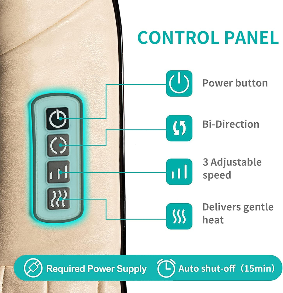 Aparat de masaj umeri, Nekteck A01-NK03, pentru spate, umeri, gat, masaj Shiatsu, incalzire [3]