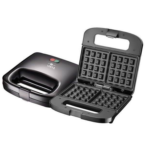 Aparat pentru preparat vafe LENTZ 29023, 750 W, placi antiaderente, negru [2]