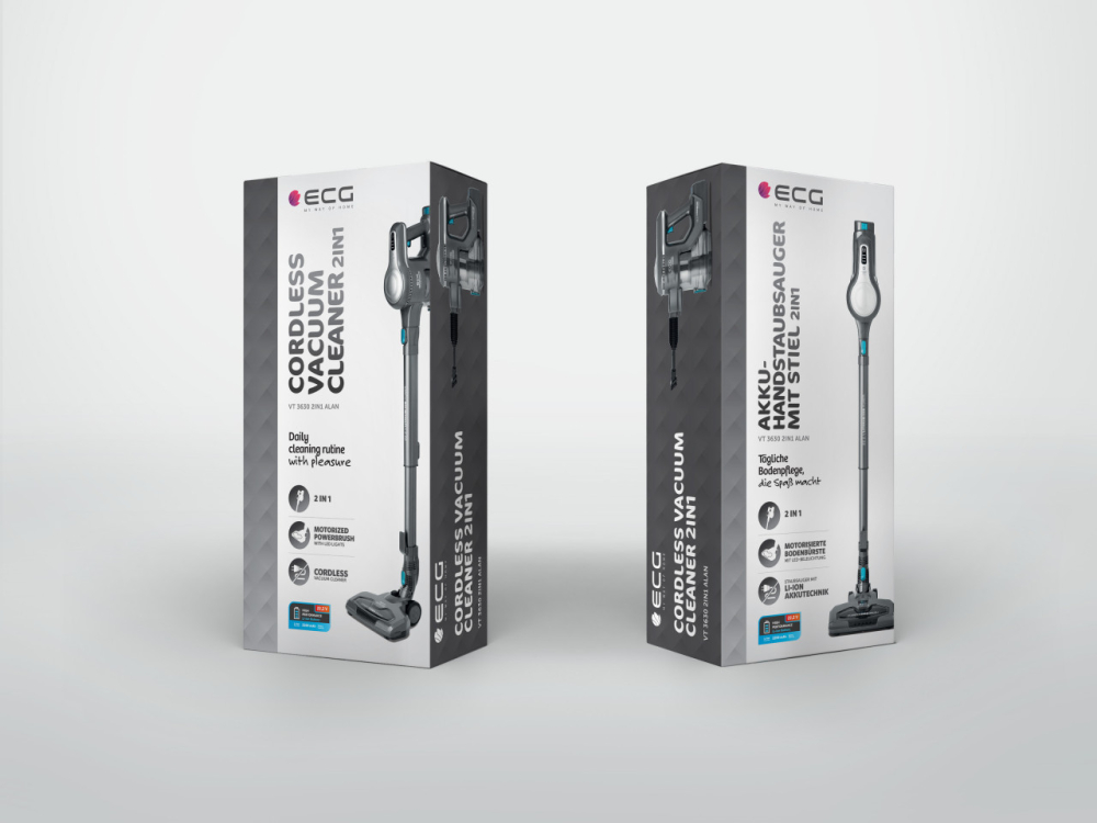 Aspirator vertical portabil 2in1 ECG VT 3630 Alan, 130 W, baterie Li-Ion 22.2 V, recipient 1.2 L, gri [5]