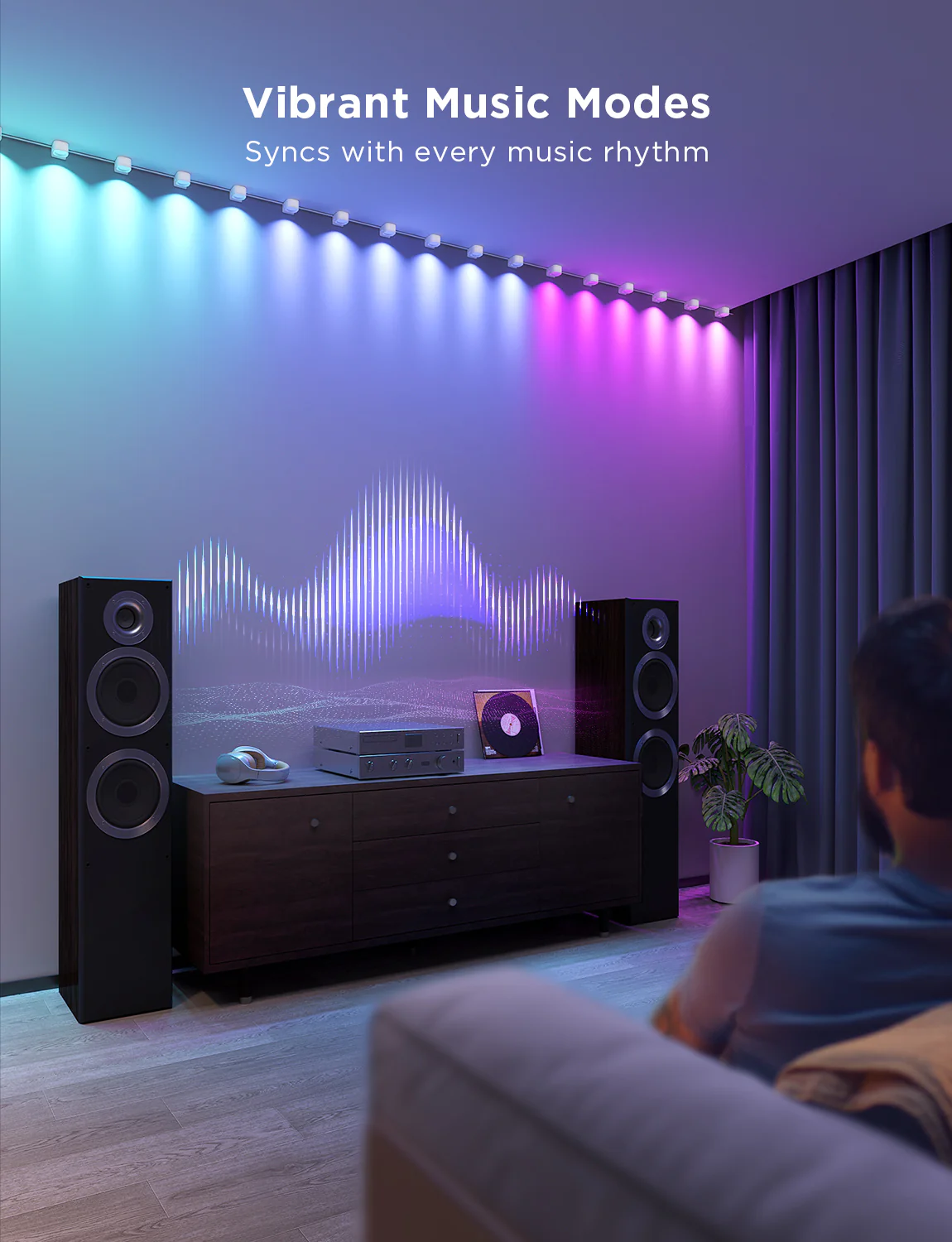 Banda cu Spoturi LED Govee RGBIC String Downlights, H608A, 5m, Wi-Fi, sincronizare muzica [5]