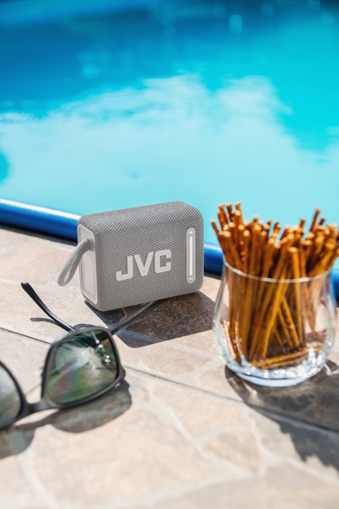 Boxa portabila JVC XS-E114G, radio FM, Bluetooth, IPX6, Litiu-ion 3,7 V / 2000 mAh, gri [10]