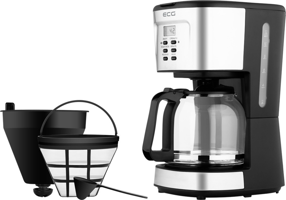 Cafetiera ECG KP 2125 Supreme, 900 W, 1.5 L, 12 cesti, LCD, bol din sticla [5]