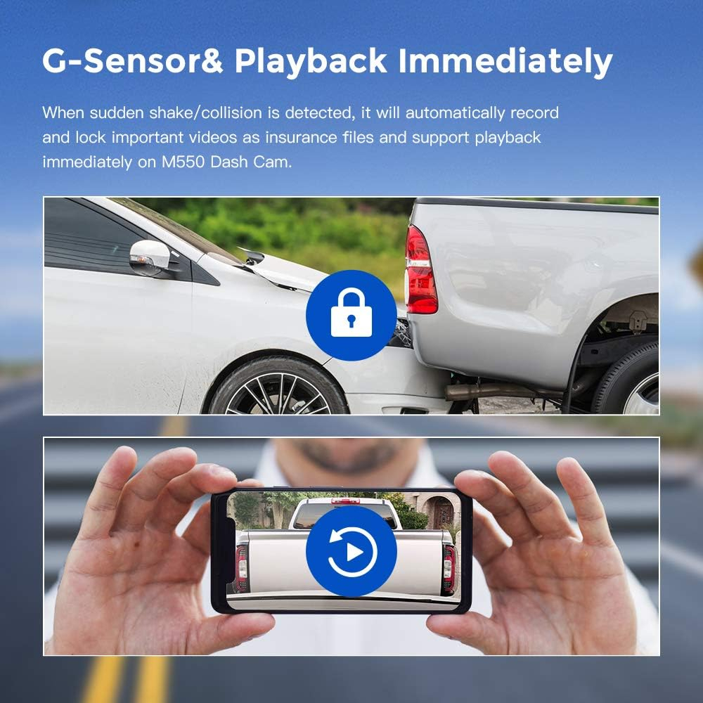 Camera auto DVR AZDOME M550 MAX, Tripla, 4K, WiFi, GPS, Unghi 170  , WDR, G-Sensor, Mod parcare, Card 64Gb inclus [6]