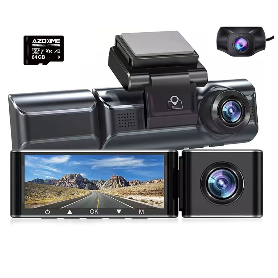 Camera auto DVR AZDOME M550 MAX, Tripla, 4K, WiFi, GPS, Unghi 170  , WDR, G-Sensor, Mod parcare, Card 64Gb inclus [2]