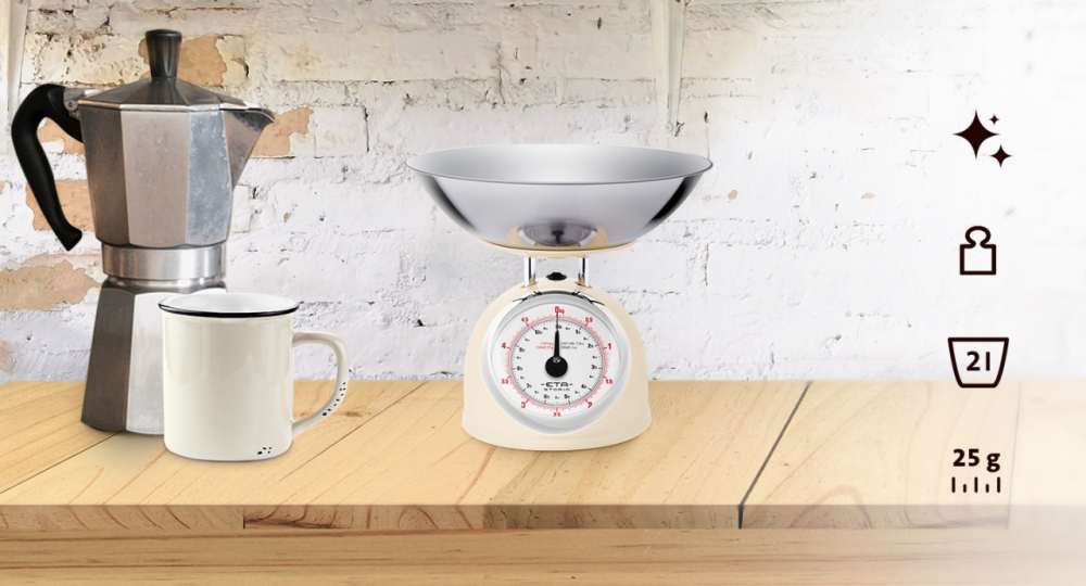 Cantar mecanic de bucatarie ETA Storio 5777 BEJ, 5 kg, precizie 25g, vas 5 L din otel inoxidabil [3]
