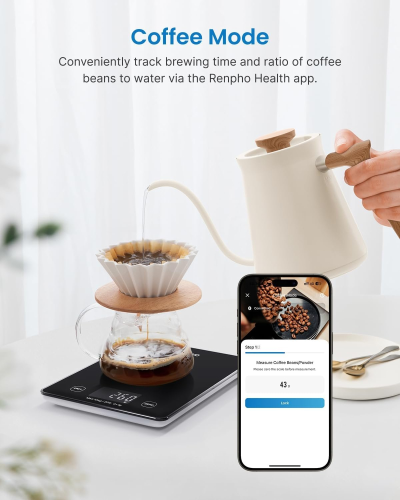 Cantar SMART Digital Nutritional de Bucatarie RENPHO R-T001 - Bluetooth, Calorii, Dieta si Fitness, compatibil Apple Health, Fitbit, Samsung Health [7]