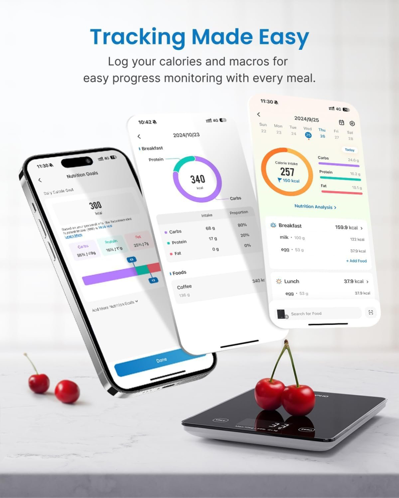 Cantar SMART Digital Nutritional de Bucatarie RENPHO R-T001 - Bluetooth, Calorii, Dieta si Fitness, compatibil Apple Health, Fitbit, Samsung Health [4]