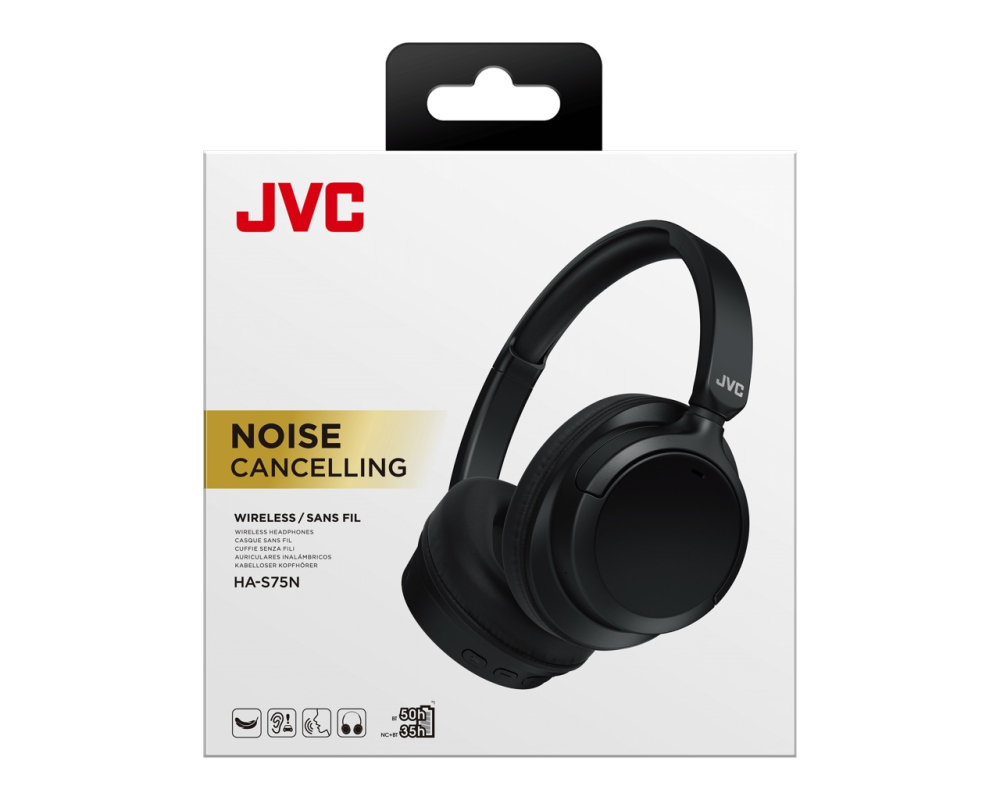 Casti premium Over the Ear JVC HA-S75N-B-U, Wireless, Bluetooth, Noise cancelling, Autonomie pana la 35 ore, Microfon, Negru [4]