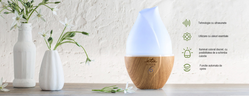 Difuzor de aroma ETA Aria 4634 90000, 0.6 l, 12 W, pulverizare prin ultrasunete, iluminare colorata [10]