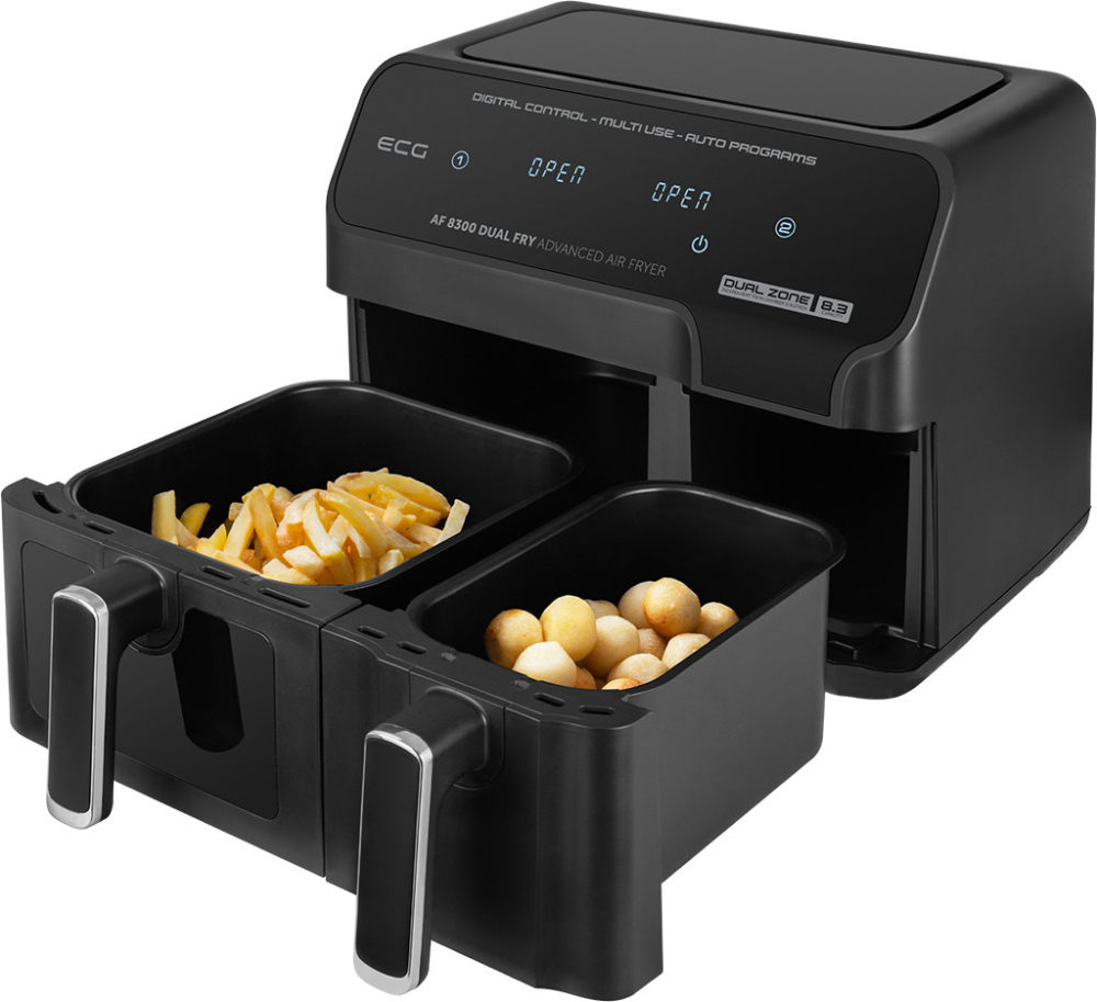 Friteuza dubla cu aer cald ECG AF 8300 Dual Fry, 5.2 + 3.1 litri, 2700 W, 8 programe, control temperatura 80-200°C [8]