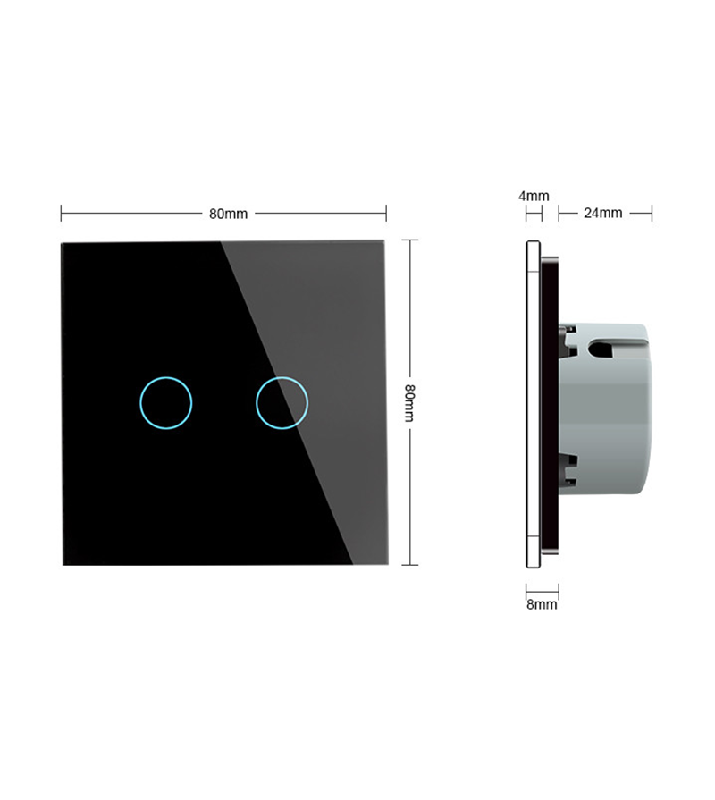 Intrerupator dublu cu touch Welaik panou din sticla, Alb [4]