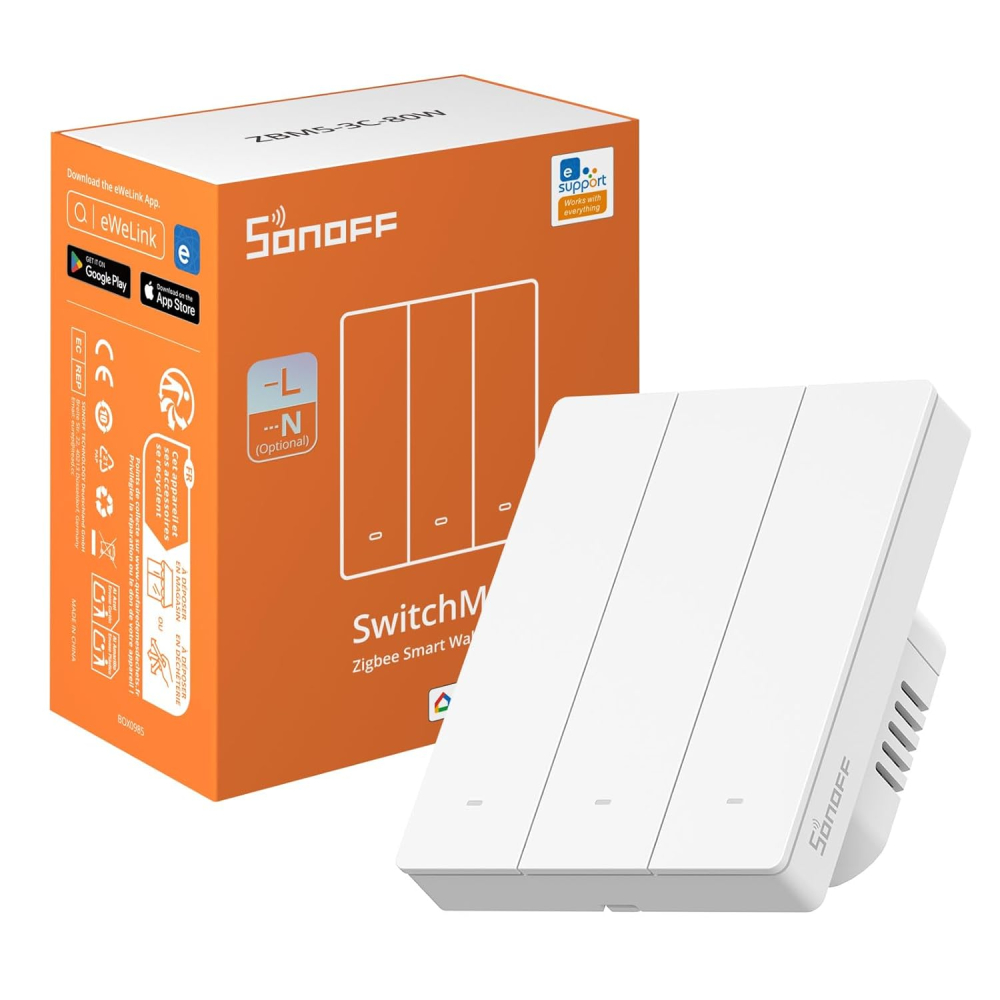 Intrerupator inteligent Sonoff ZBM5-3C-80W, Zigbee, 3 canale, 10A [2]