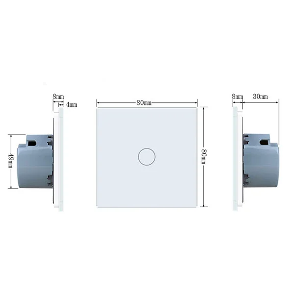 Intrerupator simplu cu touch Welaik panou din sticla, Alb [5]