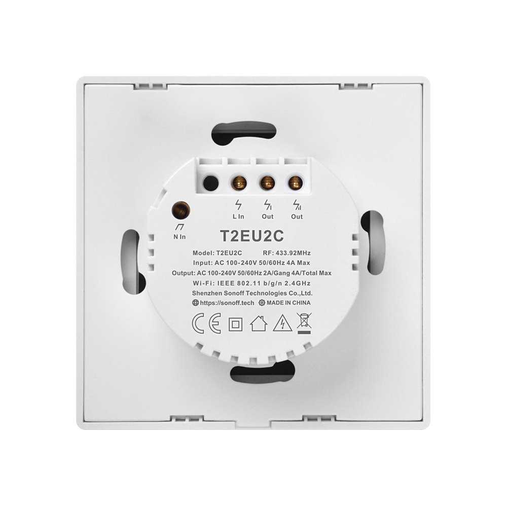 Intrerupator Smart  cu Touch WiFi + RF 433 Sonoff T2 EU TX, (2 canale) [4]