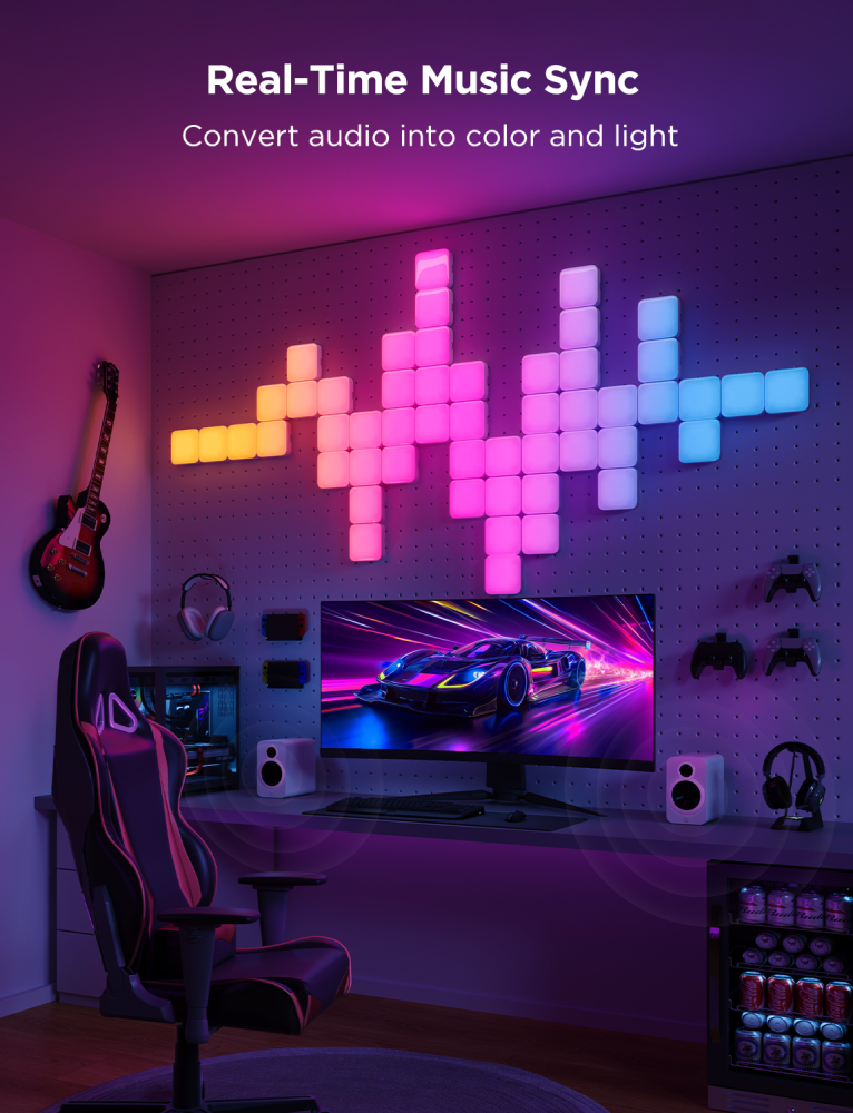 Kit panouri mici luminoase LED Govee H8069, RGBIC, Wi-Fi + Bluetooth, 10 panouri, Alexa , Google Asistant, Matter [2]