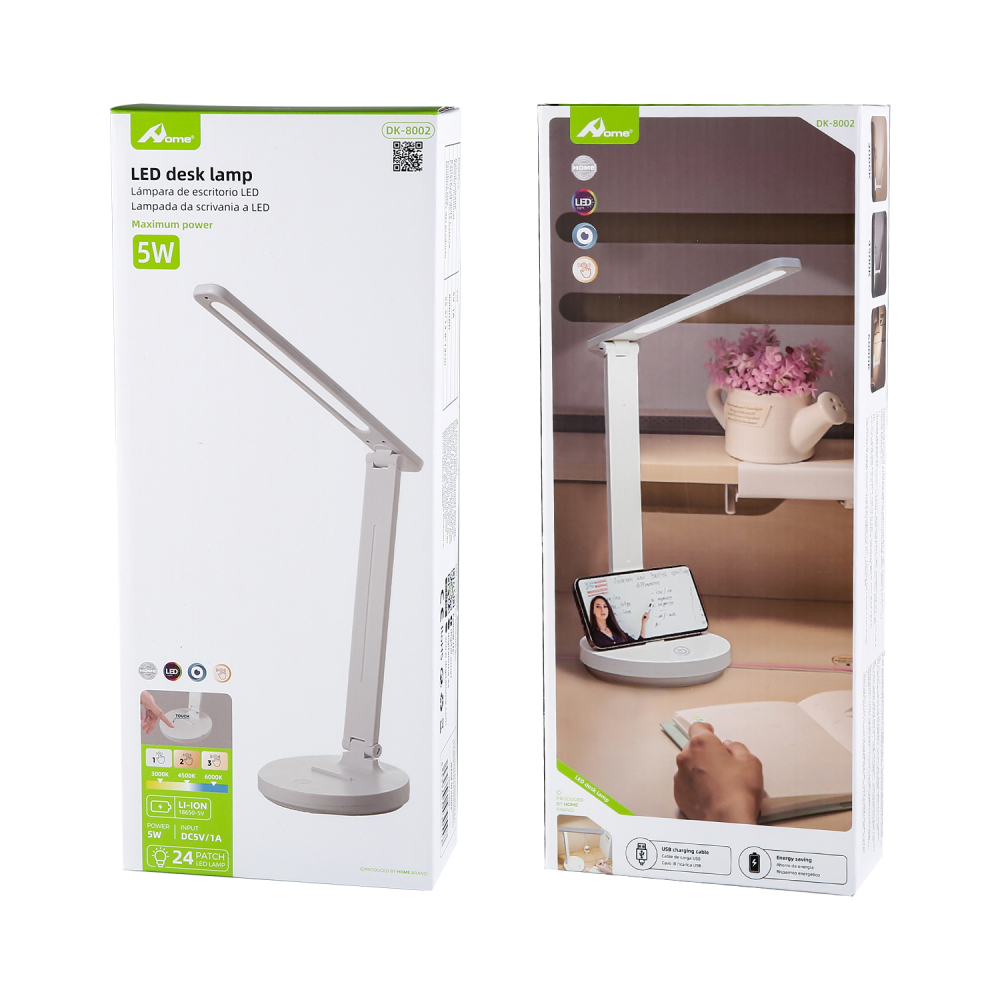 Lampa de birou LED Home DK-8002, Acumulator 800mAh, Control touch, 3 moduri, Incarcare USB, 5W [6]