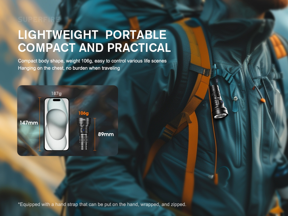 Lanterna LED  Godfire TN05, 20W, 1600lm, 362m, IP55, magnet, USB-C, 5 moduri, Lumina de urgenta [4]