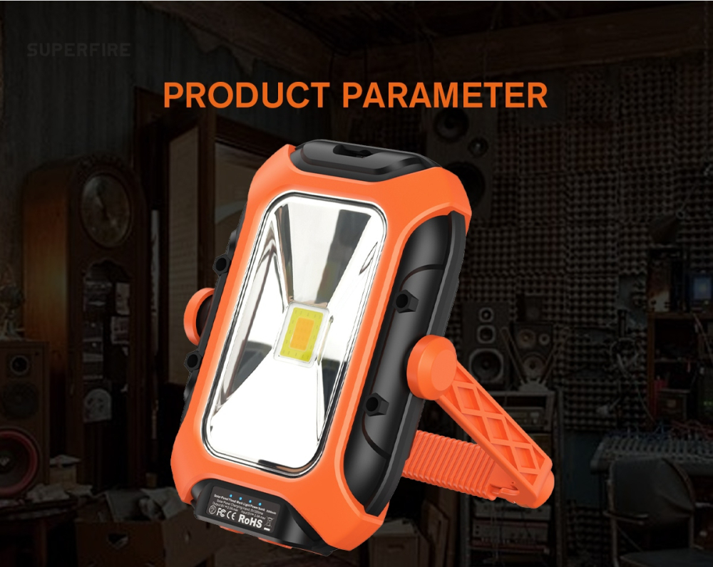 Lanterna LED Superfire GM05,  panou solar, 500 lumeni, acumulator 5200mAh, incarcare, USB-C [7]