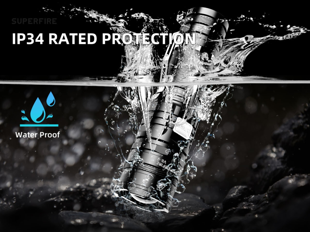 Lanterna LED Superfire V8-S, 2000lm, 300M, 5200mAh, Zoom, incarcare USB-C, 36W [6]