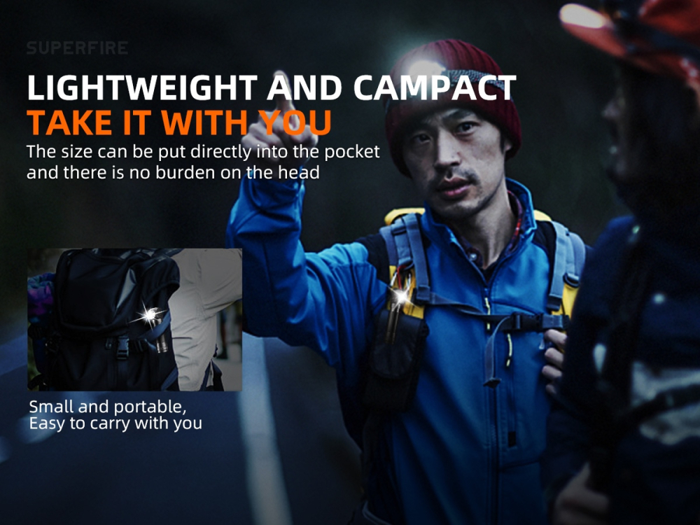 Lanterna Multifunctionala LED Superfire TH03, USB, 460lm, 104m, incarcare USB-C, suport cap, prindere magnetica [7]