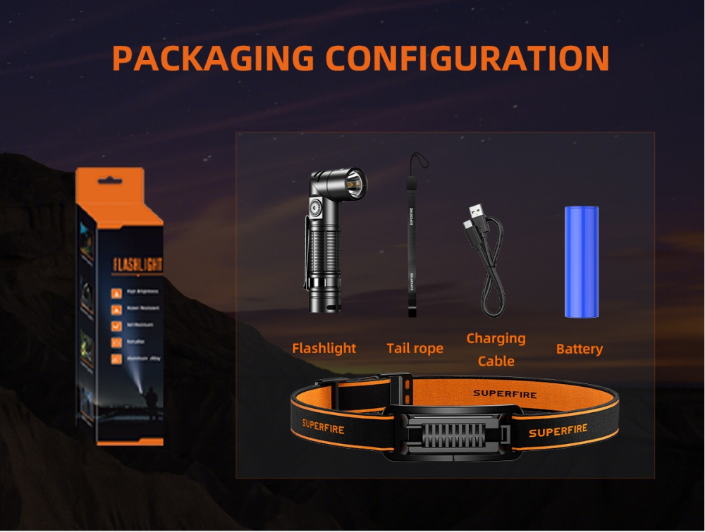 Lanterna Multifunctionala LED Supfire G19-S, USB-C, 360lm, 160m, prindere magnetica [3]