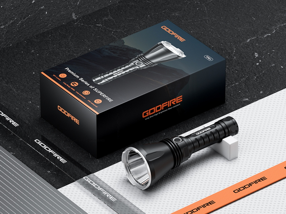 Lanterna tactica LED Godfire TF01, 1000m, 1371lm, aliaj aluminiu, 4800mAh, 245g, 5 moduri [4]