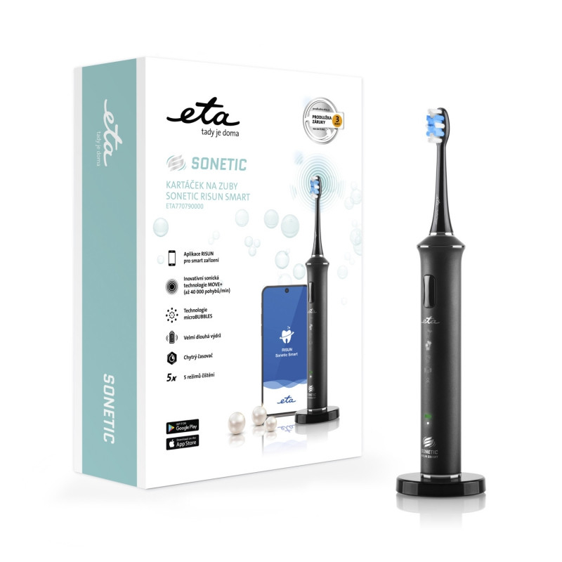 Periuta electrica sonica ETA Sonetic Smart 7707 90000, tehnologie microBUBBLES, negru [3]