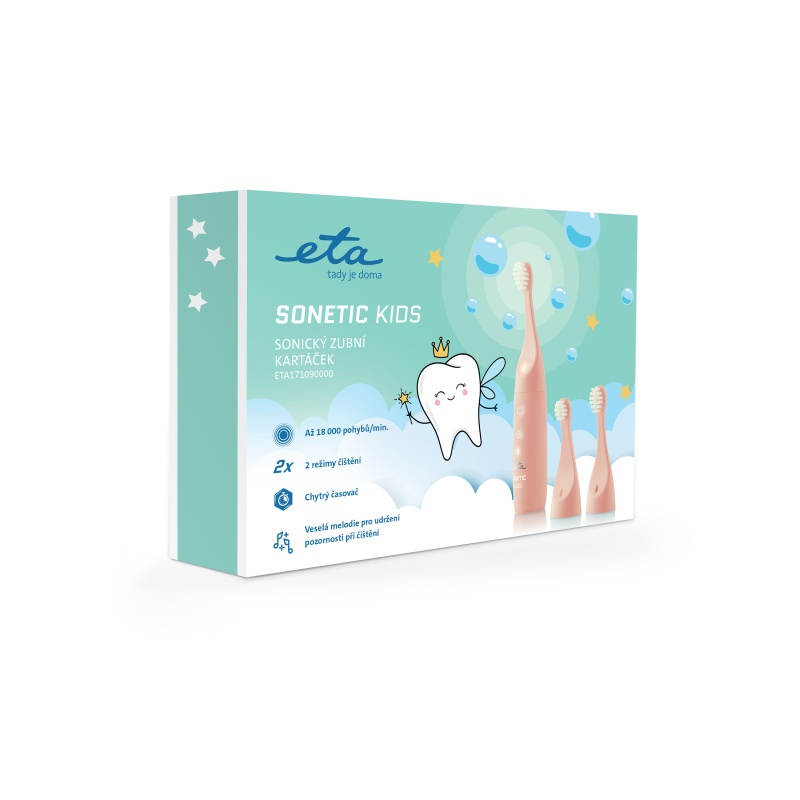 Periuta electrica sonica pentru copii ETA Sonetic Kids 1710 90000, IPX7, USB-C, baterie Li-ion 3.7 V / 350 mAh, roz [9]