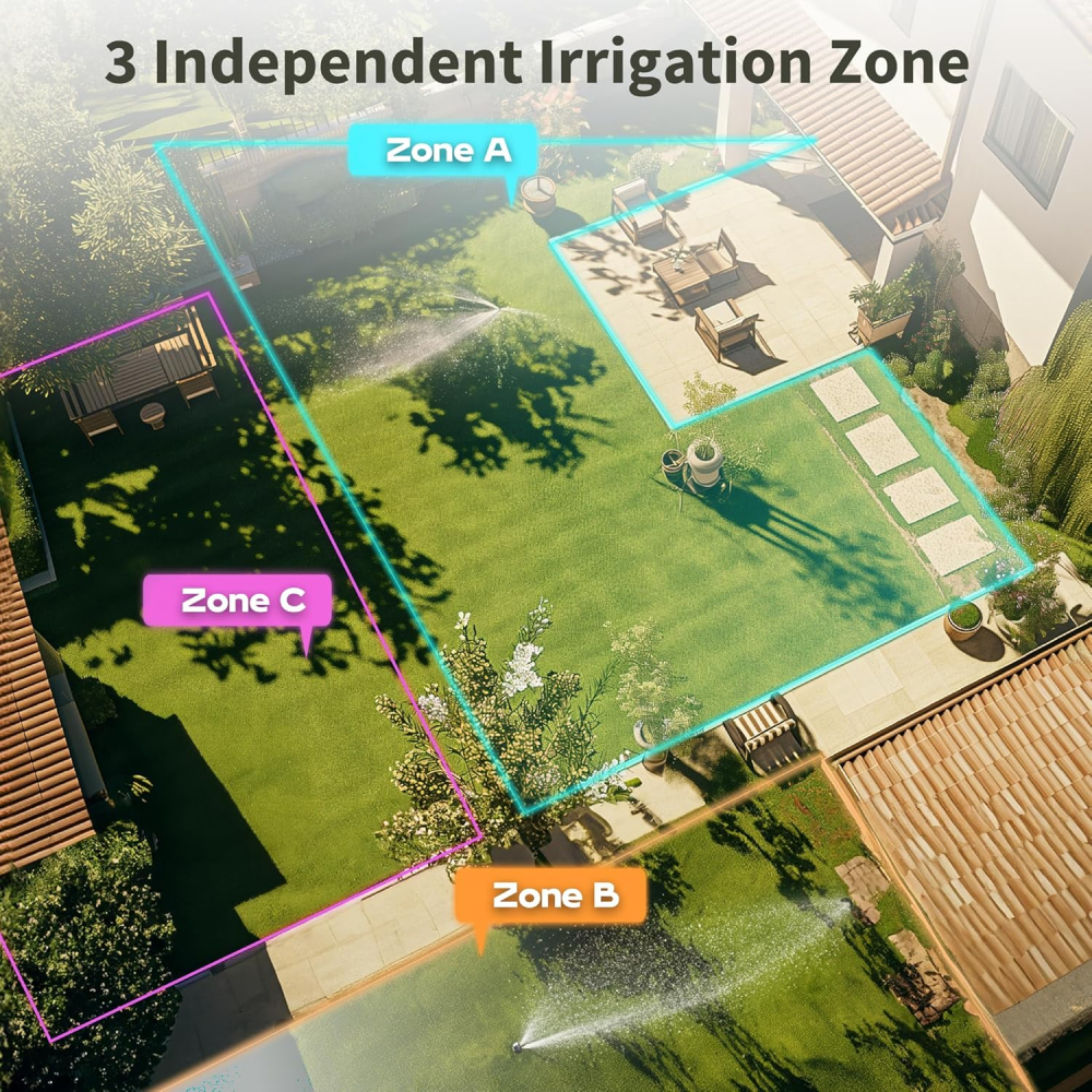 Programator automat pentru irigare Diivoo GM-HCT-378-EUGN, 3 zone, IP54, functie Rain Delay [2]