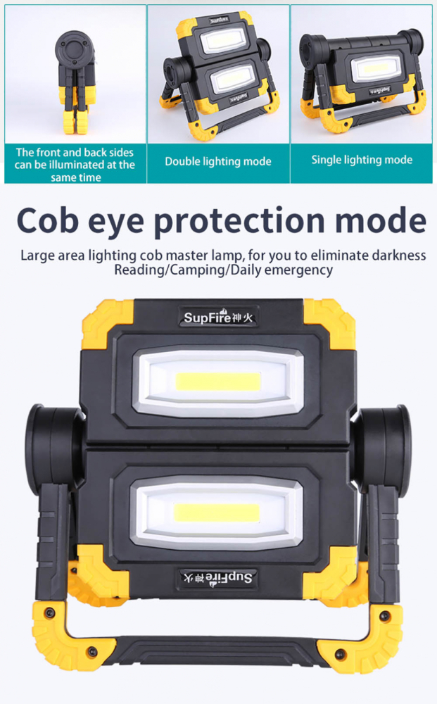 Proiector LED portabil SupFire G7, 20W, 1000lm, reincarcabil, COB, Acumulator 5000mAh [7]