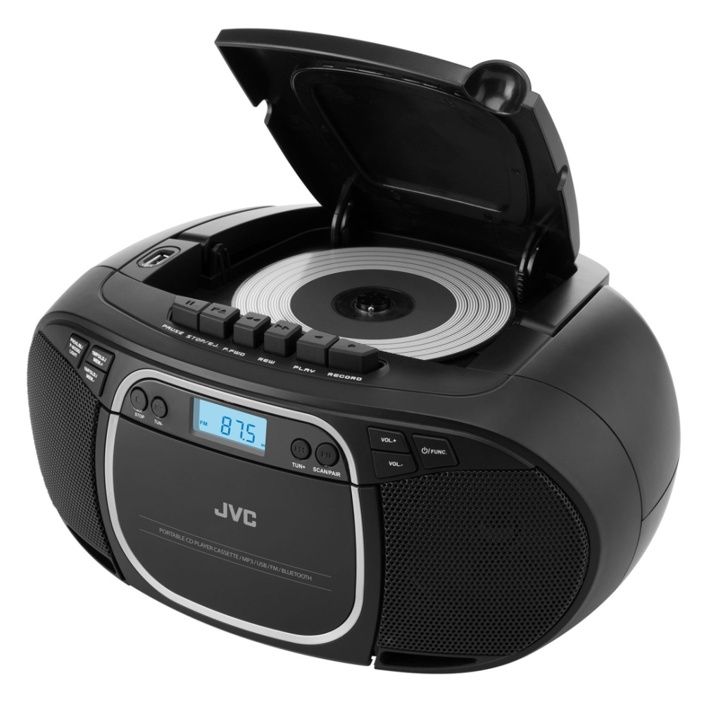 Radio cu casetofon si player CD JVC RC-E451B, 2 x 1.6 W RMS, FM, Bluetooth, USB, MP3, AUX IN, negru [2]