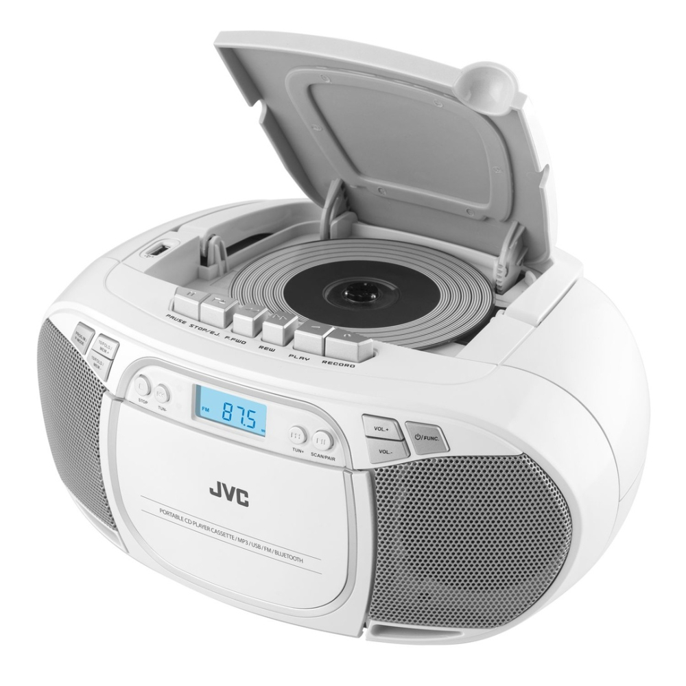 Radio cu casetofon si player CD JVC RC-E451W, 2 x 1.6 W RMS, FM, Bluetooth, USB, MP3, AUX IN, alb [3]