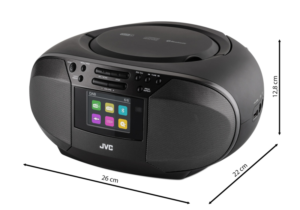 Radio cu CD JVC RD-E664B-DAB, 2x2.5W RMS, Bluetooth, USB, afisaj LCD, ceas, telecomanda, negru [3]