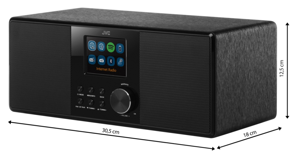Radio internet JVC RA-E981B, 10W RMS, tuner DAB+/FM, Bluetooth, LCD 2.8", WiFi, Spotifiy Connect, telecomanda, USB, AUX, negru [10]