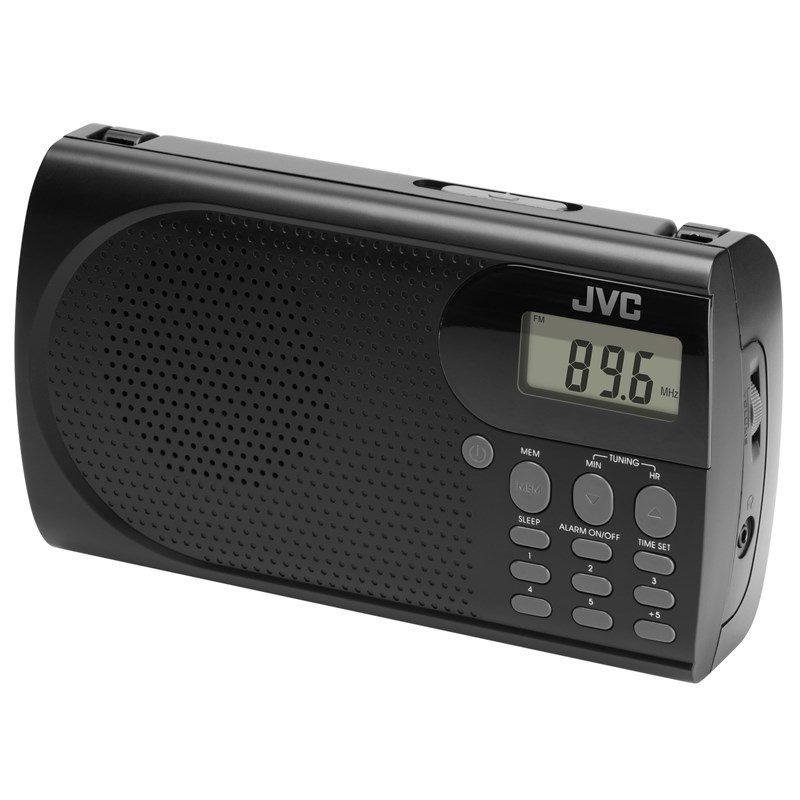 Radio portabil JVC RA-E431B, tuner digital FM, afisaj LCD, mufa jack pentru casti, ceas desteptator, antena, negru [2]