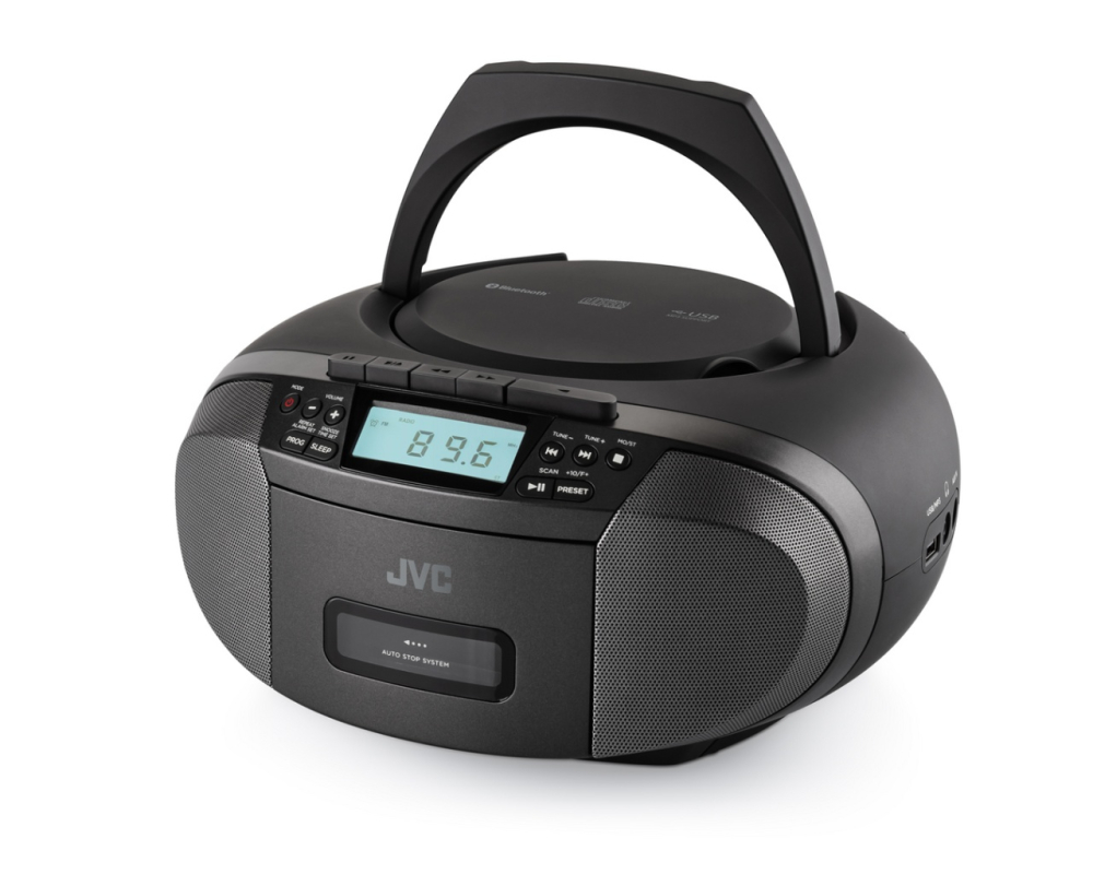 Radiocasetofon stereo cu CD JVC RC-E444B, 4W RMS, Bluetooth, USB, afisaj LCD, ceas, negru [2]