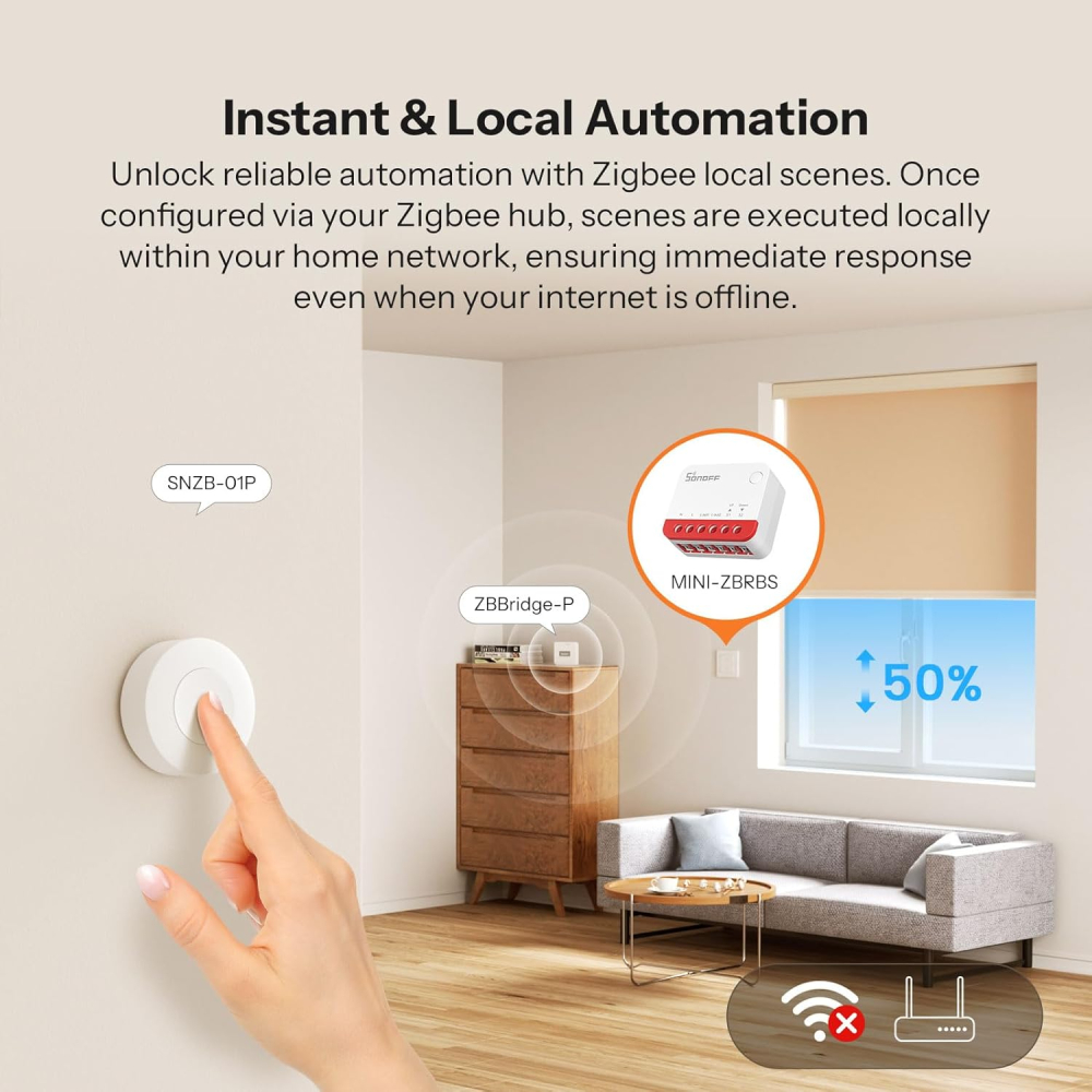 Releu Smart Sonoff MINI-ZBRBS mini-comutator inteligent ZigBee, perdele, jaluzele [7]