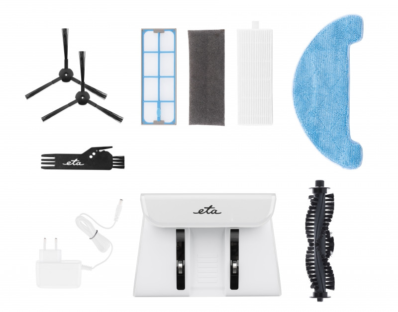 Robot aspirator cu mop ETA Aron 3512 90000, Wi-Fi, baterie Li-Ion 14.4 V, 300 ml, autoincarcare, navigare giroscopica, alb [9]