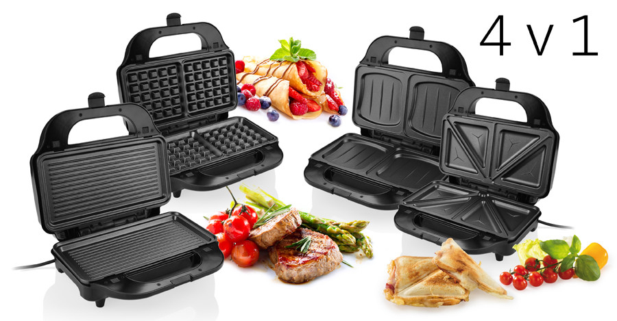 Sandwich-maker 4 in 1, ETA Sorento 3151, 900 W, otel inoxidabil, 4 tipuri de placi detasabile [3]