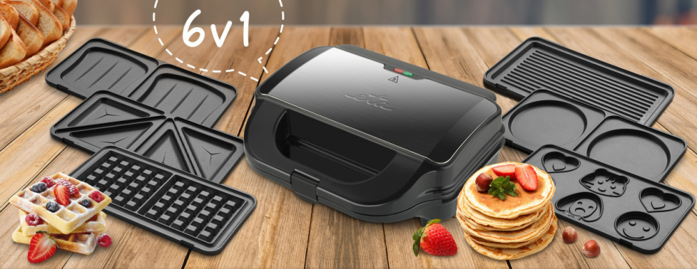 Sandwich-maker 6 in 1, ETA Sorento Plus 5151, 900 W, otel inoxidabil, 6 tipuri de placi detasabile [5]
