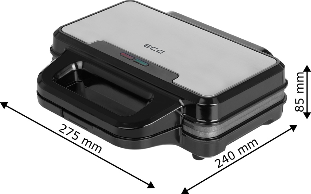 Sandwich maker ECG S 2120 Grande, 900 W, 4 sandvisuri triunghiulare, design din otel inoxidabil si plastic [10]