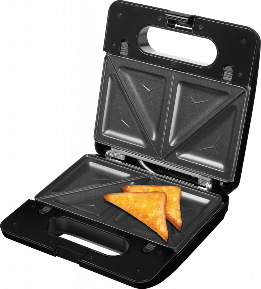 Sandwich-maker ECG S3173 3in1 Triangle, 750W, 3 tipuri de placi detasabile, negru-otel inoxidabil [7]
