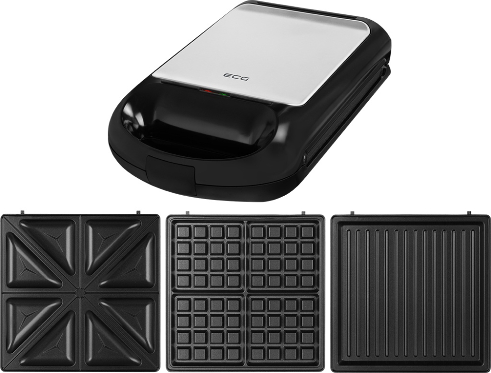 Sandwich maker grill ECG S 4310, 1200 W, 3 tipuri de placi interschimbabile 23 x 23 cm, unghi deschidere 105° [3]