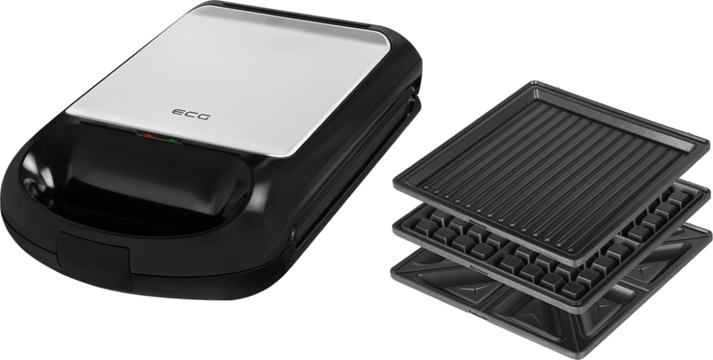 Sandwich maker grill ECG S 4310, 1200 W, 3 tipuri de placi interschimbabile 23 x 23 cm, unghi deschidere 105° [6]