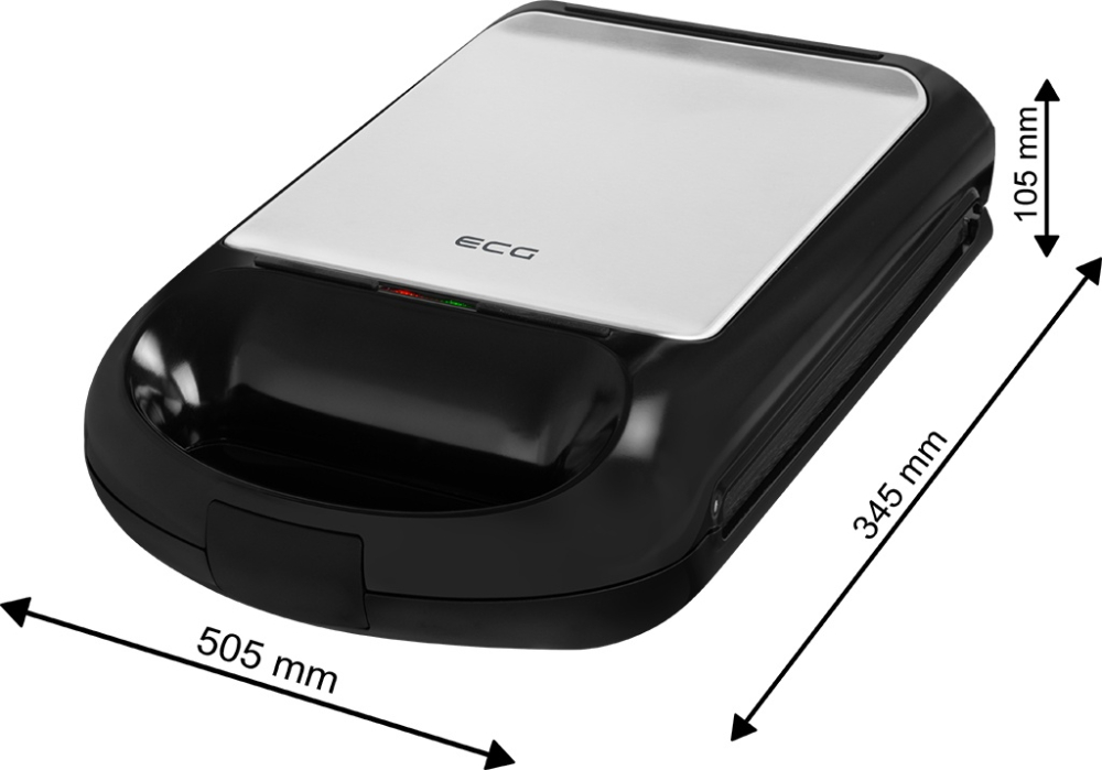 Sandwich maker grill ECG S 4310, 1200 W, 3 tipuri de placi interschimbabile 23 x 23 cm, unghi deschidere 105° [9]