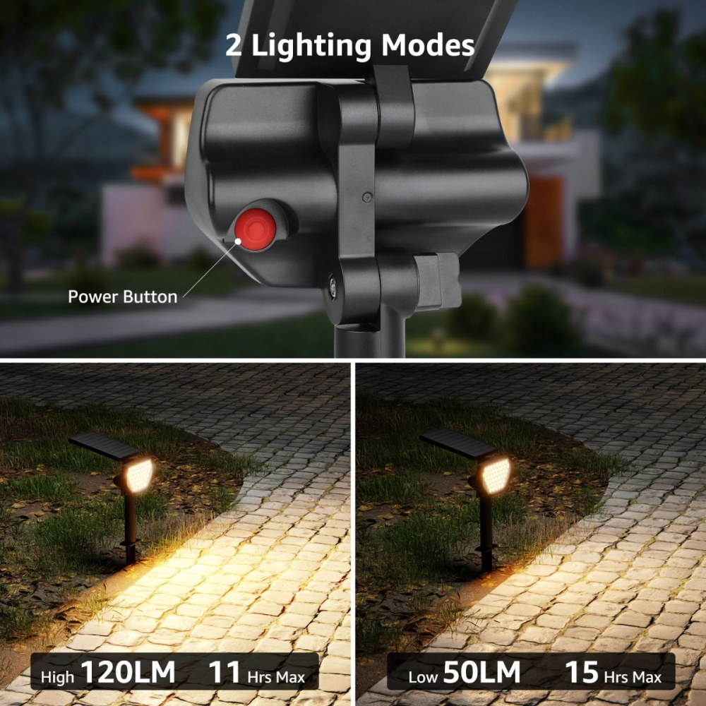 Set 2 bucati lampi solare LED Lepro PR510005, 43 leduri, IP65 lumina alba calda, 2 moduri [6]